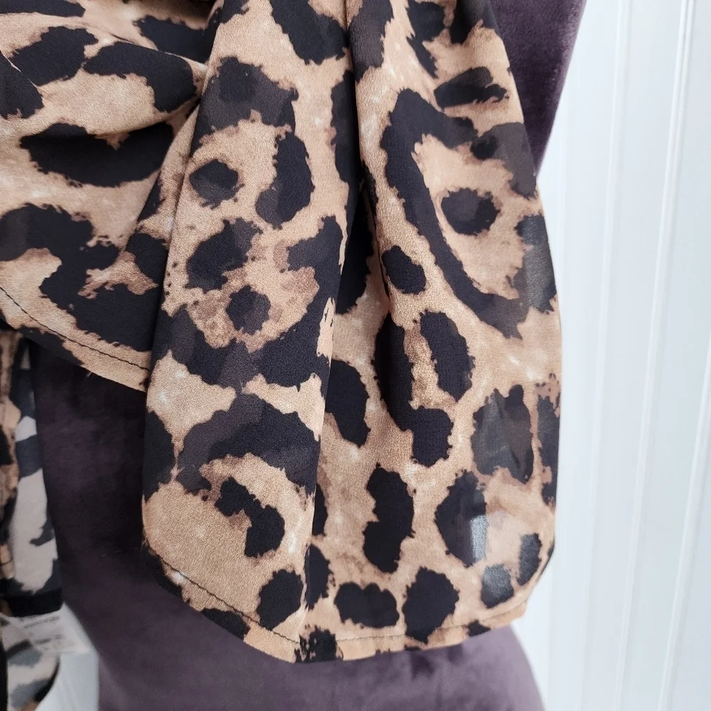 Shein Brown Cheetah Print Multi Use Head Scarf Wrap Adults One Size